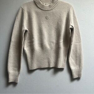 TORY BURCH  Monogram Embroidered 100% Wool Sweater Sz S